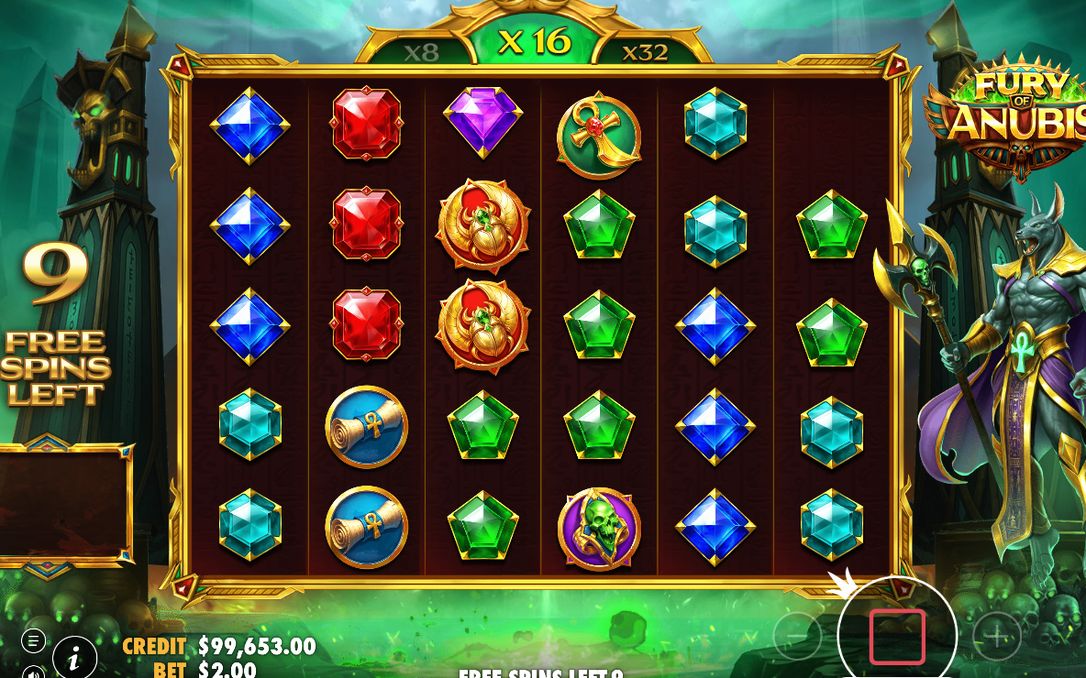 Free Spins-läget med spelets egna siffror och symboler