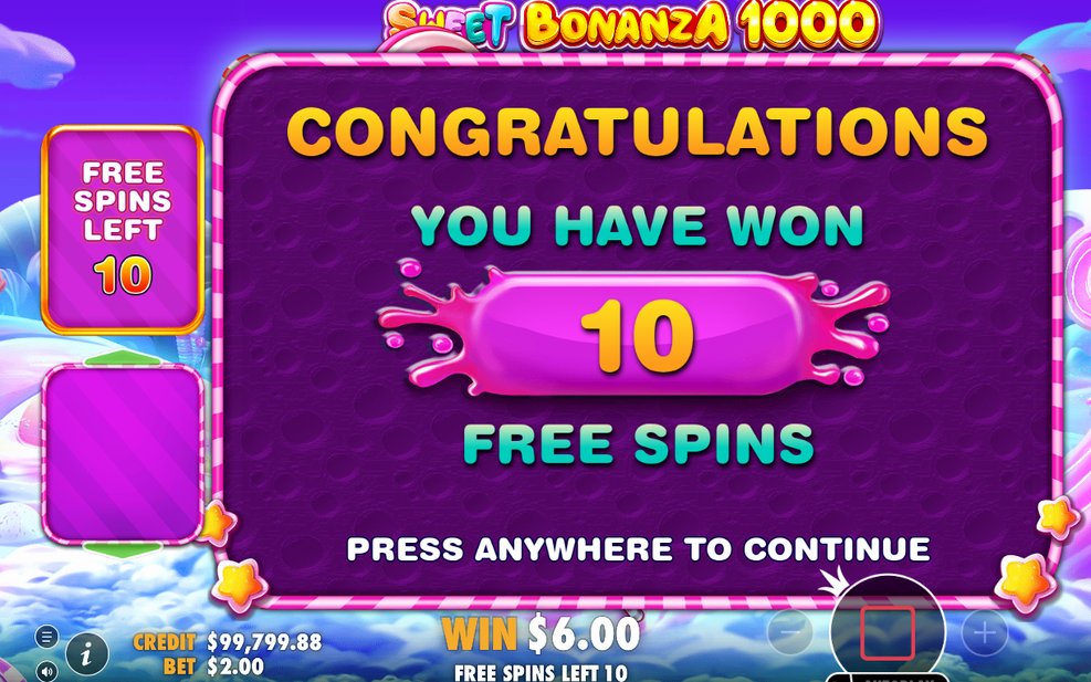 Free spins-läget med multiplikatorbomber på rutnätet
